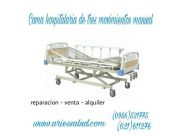 ALQUILER Y VENTA DE CAMA HOSPITALARIA DE 3 MOVIMIENTOS MANUAL