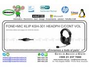 FONE+MIC KLIP KSH-301 HEADPH C/CONT VOL