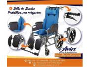 Silla de ruedas pediatrica celeste a rayas en Paraguay