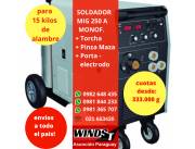 MIG 250A. MONO CON TORCHA-P/15k. ALAMBRE. CUOTAS DESDE 333.000 GS. ENVIOS A TODO EL PAIS. MIG 250A. MONO CON TORCHA-P/15k. ALAMBRE. CUOTAS DESDE 333.000 GS. ENVIOS A TODO EL PAIS.