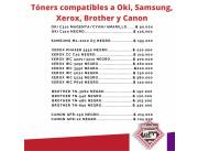 Tóner compatibles a Oki, Samsung, Xerox, Brother y Canon