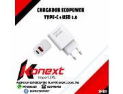 CARGADOR TYPE C 20W + USB 3.0 ECO EP-7038