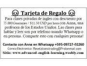 COMPRAR TARJETAS DE REGALO PARA 3 CLASES DE INGLES CON UN NORTE AMERICANO