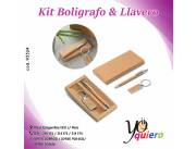 Set Boligrafo y Llavero Ecologicos en Corcho Personalizados a Laser