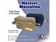 Neceser en Jeans con Etiqueta de Cuero para Grabado Laser de Nombre!