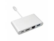 Adaptador USB-C a HDMI + USB 3.0 + Gigabit LAN Ethernet + 60W PD iPad Pro MacBook Air Sams