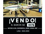 VENDO AVION BEECHCRAFT BARON 58 AÑO 1978