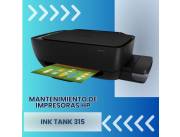MANTENIMIENTO DE IMPRESORA HP INK TANK 315 IMP/COP/SCA/BIVOLT CAB/USB