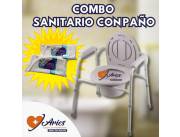 silla sanitaria con un paño de clorhexidina