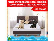Funda Impermeable para colchón color blanco (190x140x30) , perfecto para mascotas o niños