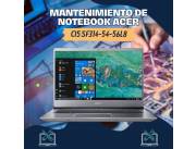 MANTENIMIENTO DE NOTEBOOK ACER SWIFT 3 SF314-54-56L8 CI5 8250U