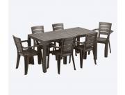 Comedor con 6 sillas Ruba (Pvc) Marron (6357)