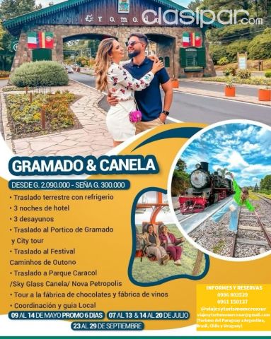 Turismo - Excursión a Gramado y Canela (Brasil) en Mayo, Junio, Julio y setiembre 2024
