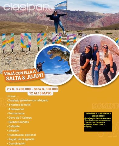 Turismo - Nueva excursión a Salta y Jujuy, Rca. Argentina, del 12 al 18 de Mayo 2024