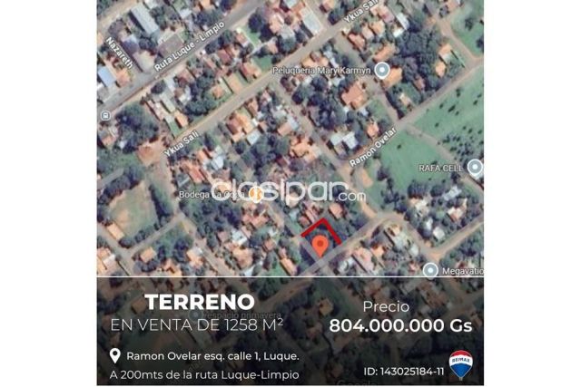 VENDO TERRENO EN ESQUINA EN LUQUE | Clasipar Terrenos - VENDO TERRENO EN ESQUINA EN LUQUE