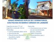 HERMOSO DUPLEX DE 3 DORMITORIOS CON PISCINA EN BARRIO CERRADO EN LAMBARÉ HERMOSO DUPLEX DE 3 DORMITORIOS CON PISCINA EN BARRIO CERRADO EN LAMBARÉ
