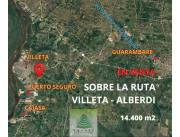 TERRENO DE 14400 M2 SOBRE RUTA VILLETA - ALBERDI ZONA PUERTO SEGURO EN VILLETA TERRENO DE 14400 M2 SOBRE RUTA VILLETA - ALBERDI ZONA PUERTO SEGURO EN VILLETA