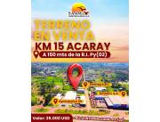 TERRENO EN VENTA EN EL KM 15 ACARAY A 150 MTS DE LA RUTA INTERNACIONAL PY 02 MINGA GUAZU TERRENO EN VENTA EN EL KM 15 ACARAY A 150 MTS DE LA RUTA INTERNACIONAL PY 02 MINGA GUAZU