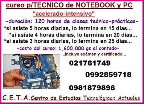 Computadoras - Notebooks - EN SEMANAS,,,CURSO TECNICO DE COMPUTADORAS ACELERADO