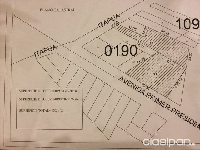 VENDO 4.703 m2 SOBRE AV. 1er PRESIDENTE CASI ITAPUA — foto 2
