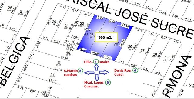900 m2. en VILLA MORRA 30 mts. x 30 mts. medida para edificio. — foto 2