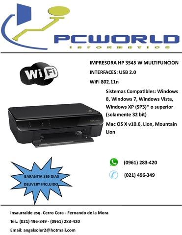 IMPRESORA HP 3545 W MULTIFUNCION WIFI (FOTOCOPIA, ESCANEA, IMPRIME) #360484  | Clasipar.com en Paraguay