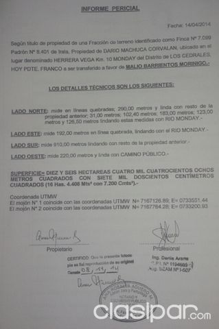 16 Hectáreas en Presidente Franco- borde con el Río Monday — foto 2