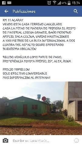 VENDO CASA KM 11 ACARAY SOBRE EMPEDRADO — foto 3
