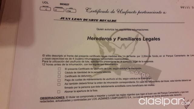 Vendo sitio en Parque cementerio de Limpio — foto 3