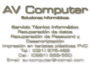 AV Computer Soluciones Informáticas, Recuperación de datos (Data Recovery), Reparación y Mantenimiento de Computadoras y Notebook.