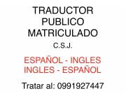 Traductor Público Matriculado Español Inglés / Inglés Español