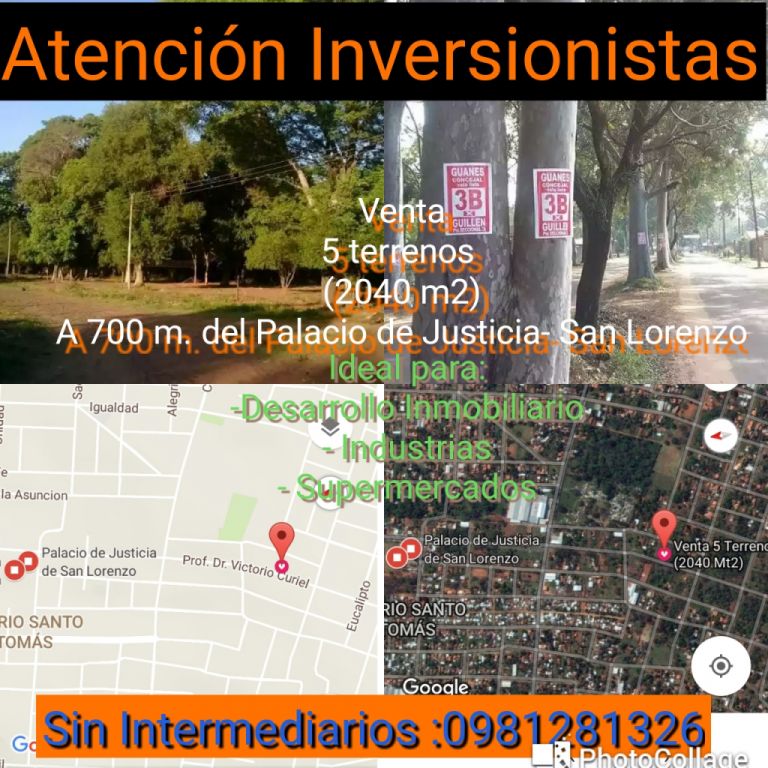 VENDO 5 TERRENOS EN SAN LORENZO (2040 M2 )- ZONA PALACIO DE JUSTICIA — foto 3
