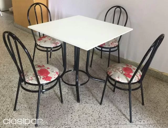 Juego de Comedor 4 Sillas Vintage - Plata