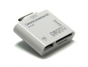 Conexion Ipad a lector de memorias, por medio del mismo podes conectar este adaptador a tu i pad y leer todo tipo de memorias.