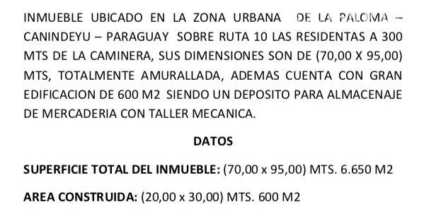 VENDO TERRENO DE 6650 M2 CON EDIFICACIÓN, TOTALMENTE AMURALLADO EN LA PALOMA, SOBRE RUTA 10 — foto 3
