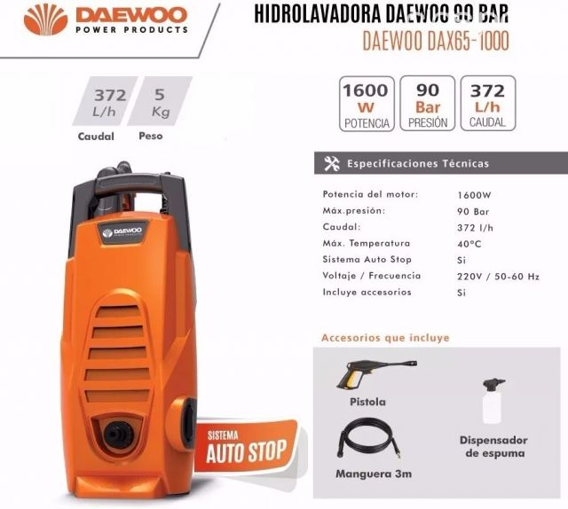 HIDROLAVADORA DAEWOO DAX65 DE 1600 W !! NUEVOS CON GARANTÍA !! FINANCIO  PRECIO CONTADO !! #1136332 | Clasipar.com en Paraguay
