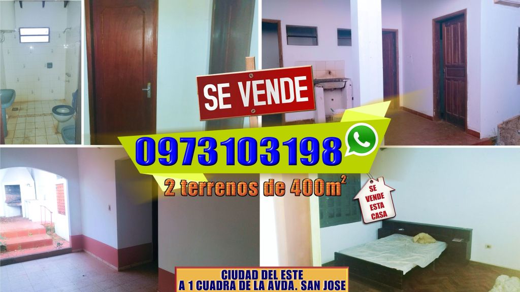 SE VENDE EN CIUDAD DEL ESTE 2 terrenos juntos cada terreno 400 m2. Total de 800 m2. Con casa de material. — foto 2