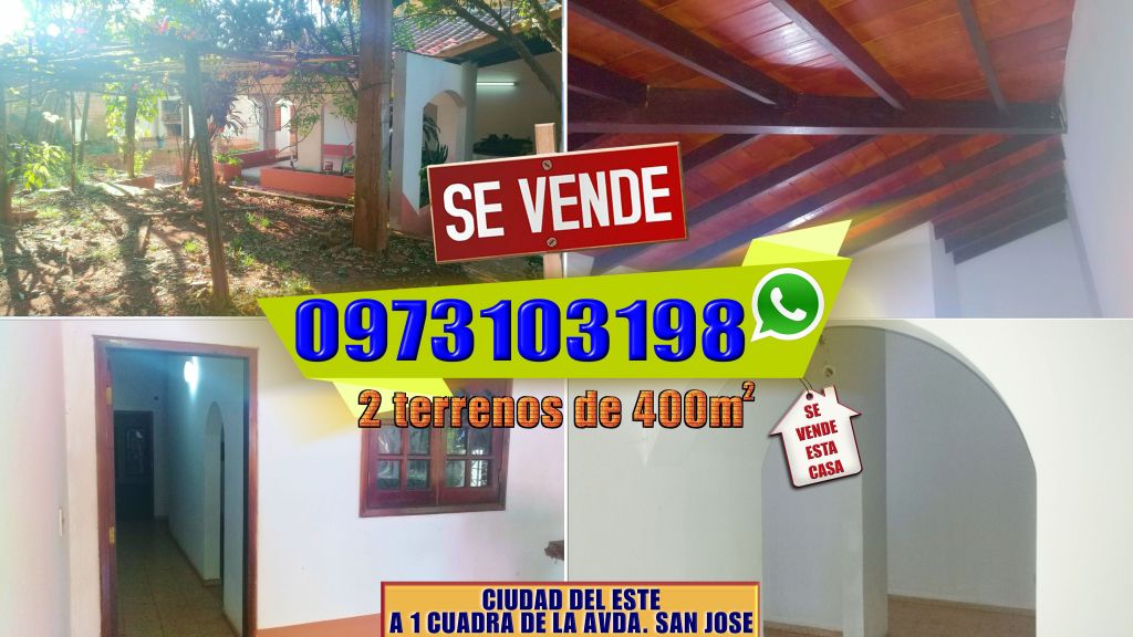 SE VENDE EN CIUDAD DEL ESTE 2 terrenos juntos cada terreno 400 m2. Total de 800 m2. Con casa de material. — foto 3