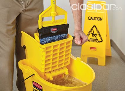 RUBBERMAID -26 Qt. Yellow Mop Bucket with Side Press Wringer – J&K