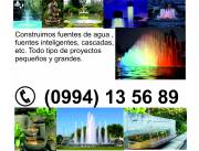 Construcción y equipamiento de cascadas y fuentes de agua para jardines