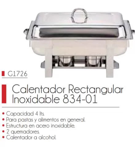 Calentador de alimentos rectangular 4 litros