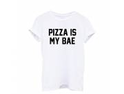 REMERA PARA DAMAS CON FRASE PIZZA IS MY BAE - TALLE M
