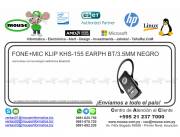 FONE+MIC KLIP KHS-155 EARPH BT/3.5MM/NEGRO