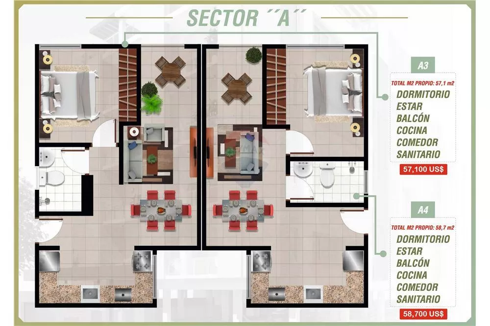 DEPTO.DE 1 DORMITORIO 51.60 M2 EDIF. LOS HEROES. — foto 2