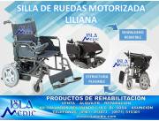 SILLA DE RUEDAS MOTORIZADA CON POSA BRAZOS REBATIBLE