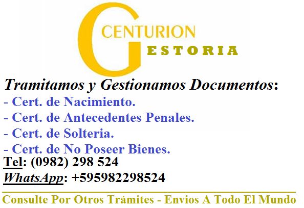 Turismo - GESTORIA CENTURION - LEGALIZACION - TRAMITES LEGALES
