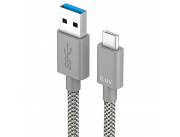Cable USB-C y USB-A 3.1 iLuv ICBAZ59GY 2 en 1 de 2 Metros – Gris