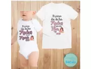 Conjunto madre e hija Body y Remera en tela de algodón 100%.