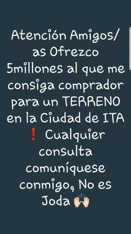 VENDO! OFERTA DE 3 TERRENOS JUNTOS EN LA CIUDAD DE ITA. — foto 2