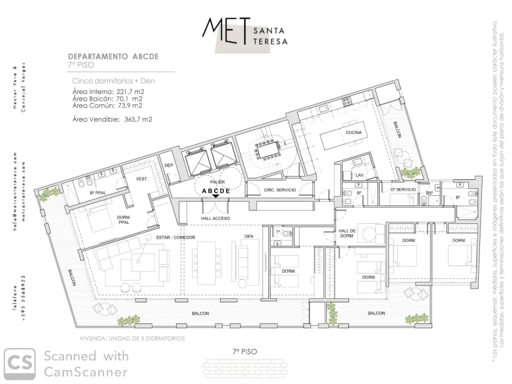 PENTHOUSE único con 5 dormitorios en suite Usd 605.287. Todo un piso. MET.. — foto 2